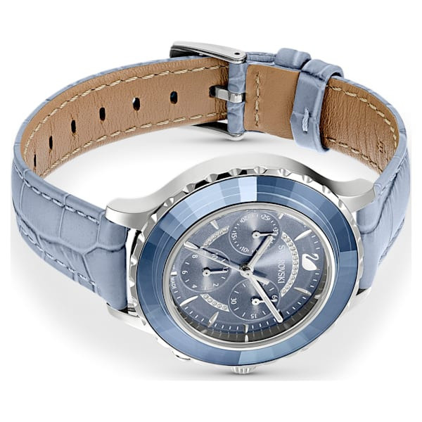 Octea Lux Chrono Watch, Leather strap, Blue